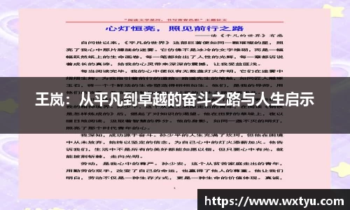 王岚：从平凡到卓越的奋斗之路与人生启示